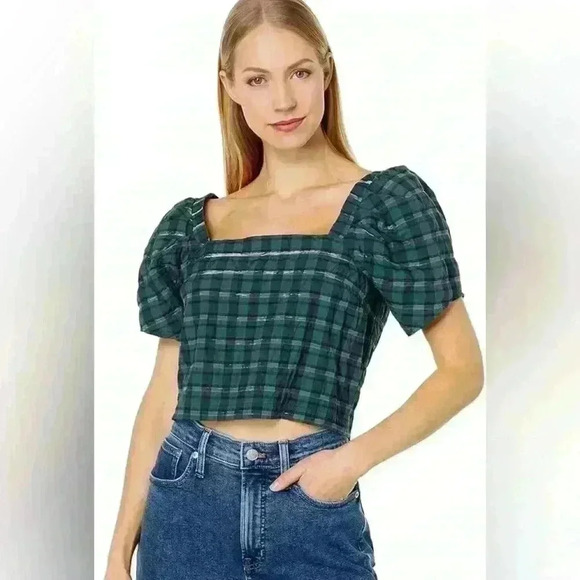 Madewell Tops - Madewell Gemma Plaid top - size XL - puff sleeve